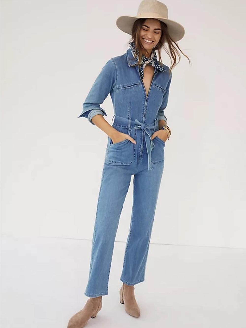 PAIGE Light Blue Denim Jumpsuit Jeans - Women's Utility Style